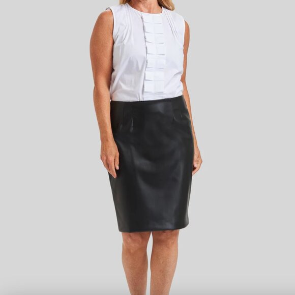 Cato Dresses & Skirts - CATO plus sportswear black faux leather pencil skirt NEW 14/16